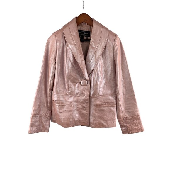 Terry Lewis Classic Luxuries Pink Leather Blazer Jacket PXS - Picture 1 of 5